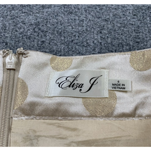 Eliza J Skirt Womens 6 Metallic Blend Polka Dot Lined Flare Pleated Pockets - Picture 9 of 13